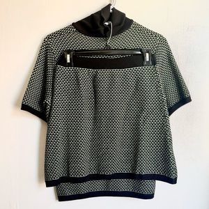 Zara Jacquard Knit Co-ord Matching Set High Neck Short Sleeve Top Mini Skirt